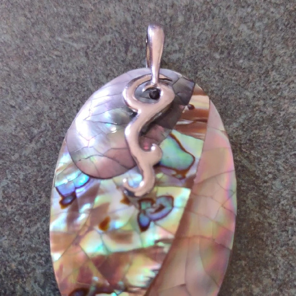 Sterling Silver Abalone and Mother of Pearl Pendant - Picture 2 of 5
